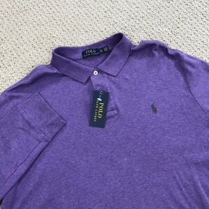 Polo Ralph Lauren Mens XL Long Sleeve Polo Shirt Purple Cotton Classic Fit NWT
